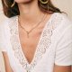 Jastie Short Sleeve T-shirt Embroidery Lace V Neck Tees