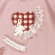 Love Bunny Print Lace Patchwork Short Sleeve T-Shirt