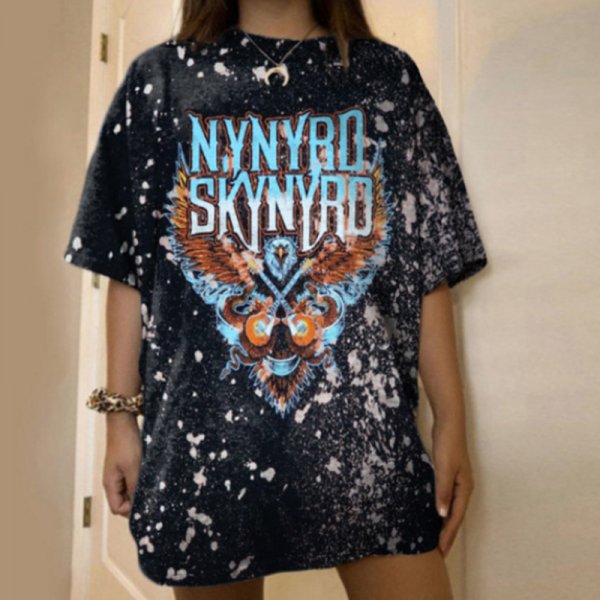 Casual Round Neck Short Sleeve Printed Tie-dye Pullover