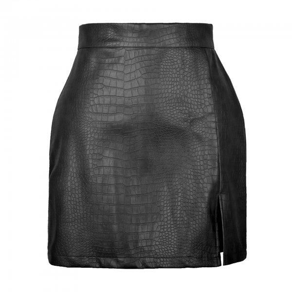 Fashionable With Side-slit PU Leather Skirt