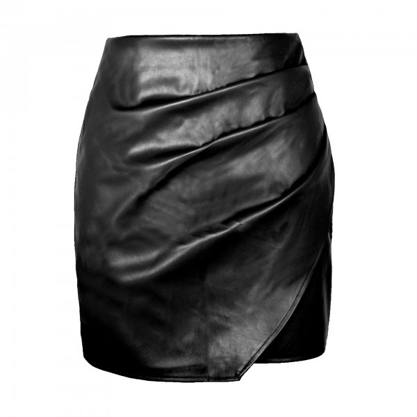 Women's High Waist Irregular PU Leather Skirt